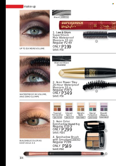 thumbnail - Avon offer  - 1.10.2021 - 31.10.2021 - Sales products - Avon, eyeshadow, eyeshadow brush. Page 104.