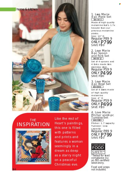 thumbnail - Avon offer  - 1.10.2021 - 31.10.2021 - Sales products - fork, spoon, tumbler, pitcher, plate, bowl set, bowl. Page 164.
