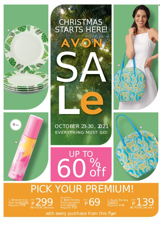 thumbnail - Avon offer  - 23.10.2021 - 30.10.2021 - Sales products - Avon, bag, plate, Go!. Page 1.