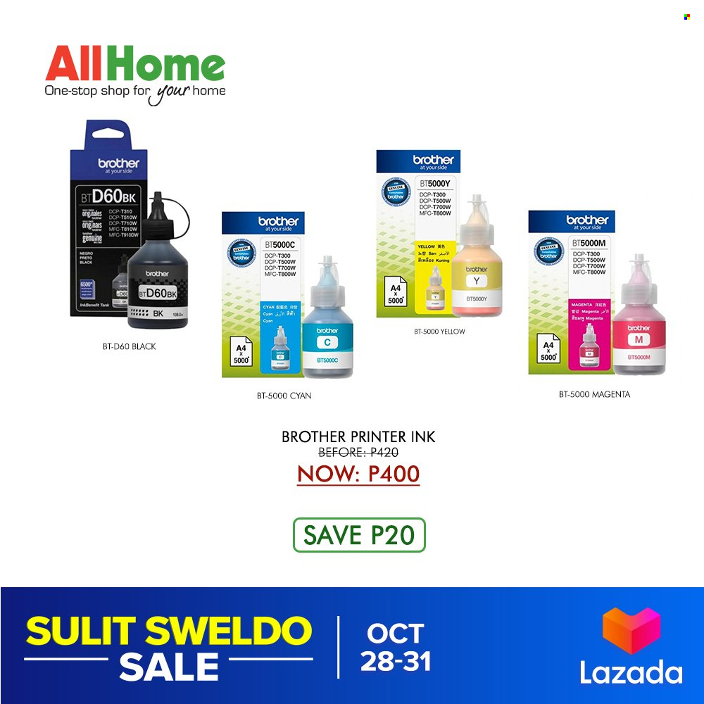 AllHome offer  - 28.10.2021 - 31.10.2021 - Sales products - Brother, printer. Page 39.