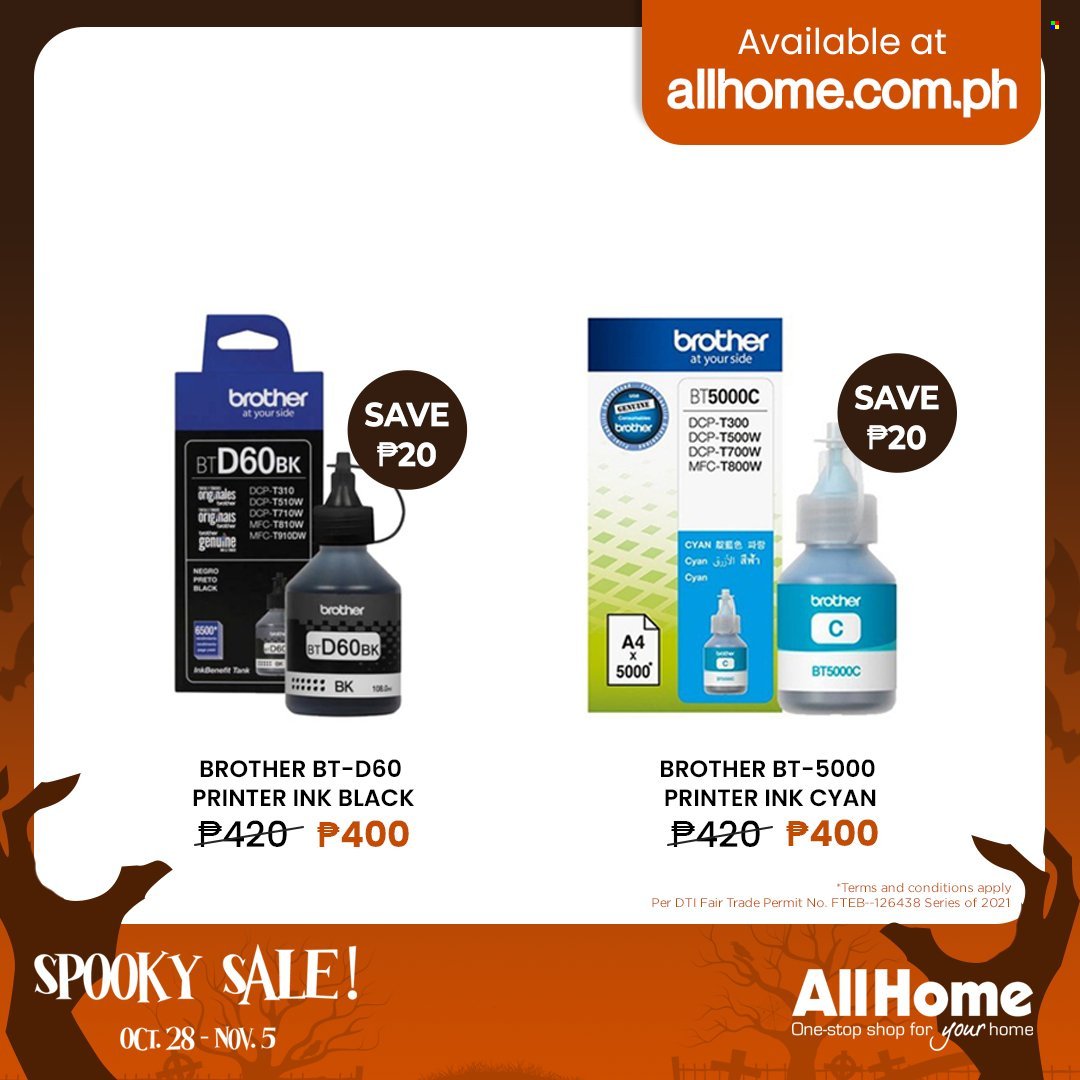 AllHome offer  - 28.10.2021 - 5.11.2021 - Sales products - Brother, printer. Page 33.