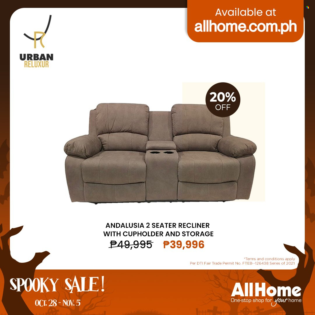 AllHome offer  - 28.10.2021 - 5.11.2021 - Sales products - recliner chair. Page 48.