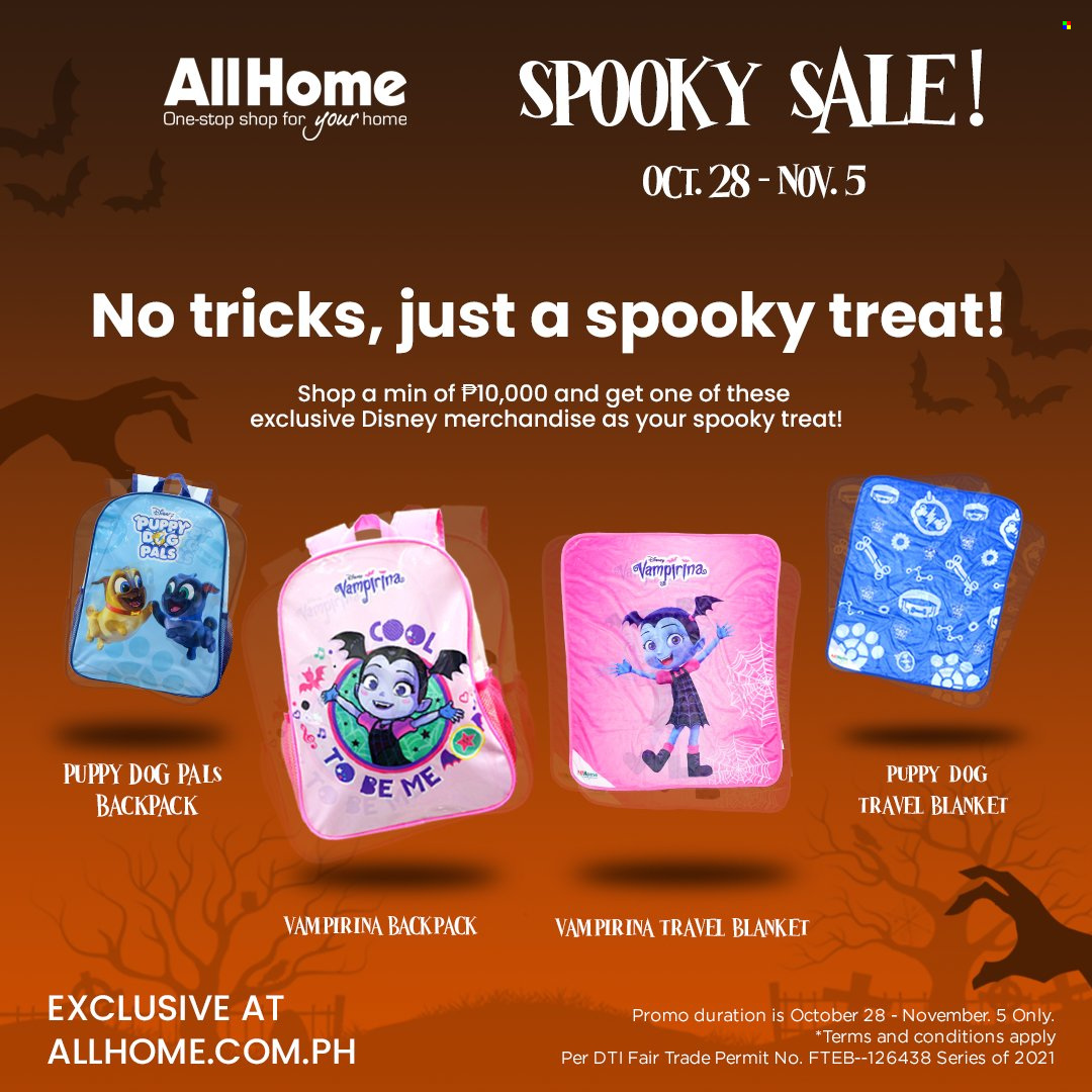 AllHome offer  - 28.10.2021 - 5.11.2021 - Sales products - Disney, blanket, backpack. Page 58.