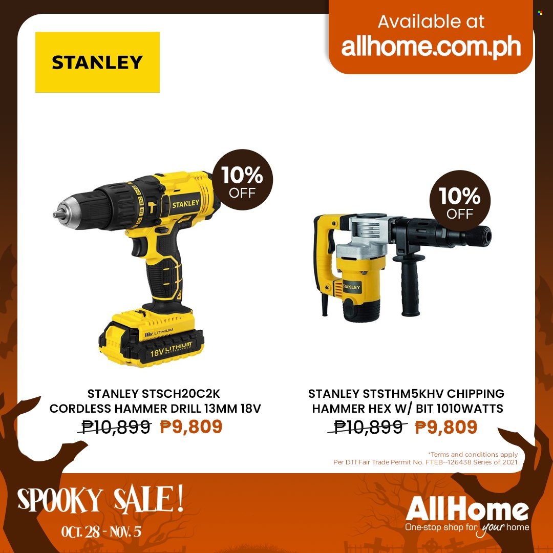 thumbnail - AllHome offer  - 28.10.2021 - 5.11.2021 - Sales products - Stanley, drill. Page 73.