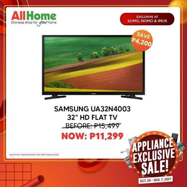AllHome offer  - 29.10.2021 - 7.11.2021 - Sales products - Samsung, TV. Page 2.