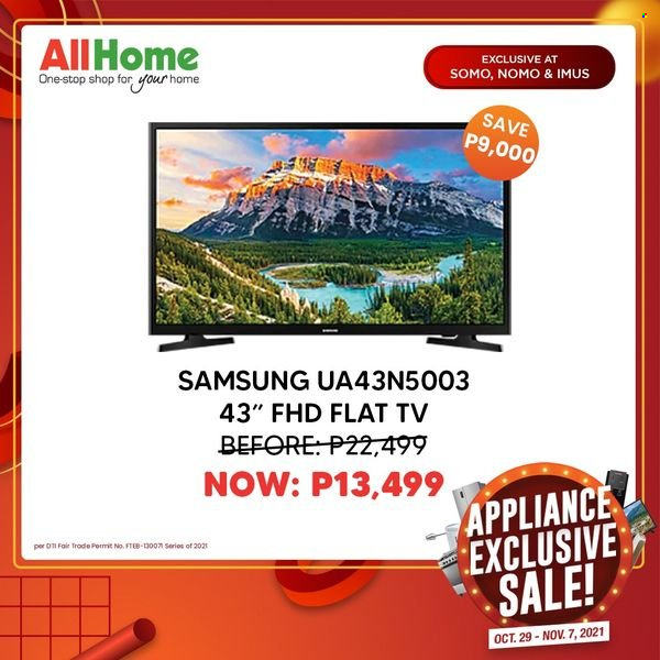 AllHome offer  - 29.10.2021 - 7.11.2021 - Sales products - Samsung, TV. Page 4.