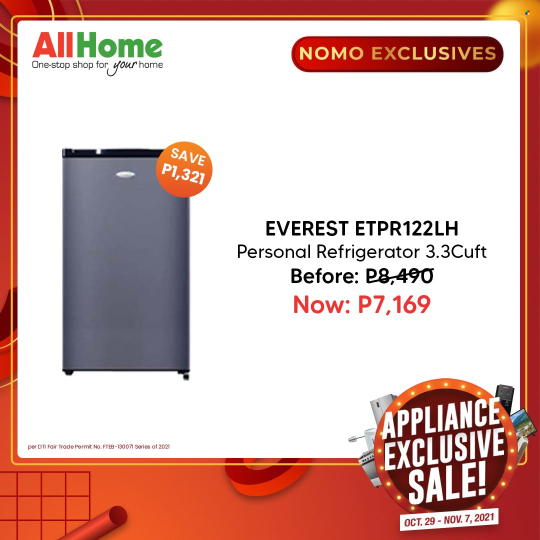 thumbnail - AllHome offer  - 29.10.2021 - 7.11.2021 - Sales products - refrigerator. Page 8.