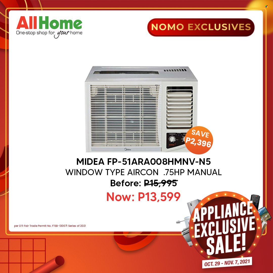 AllHome offer  - 29.10.2021 - 7.11.2021 - Sales products - Midea. Page 16.