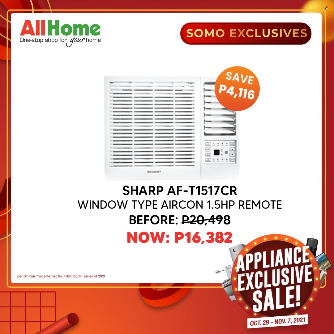 thumbnail - AllHome offer  - 29.10.2021 - 7.11.2021 - Sales products - Sharp. Page 27.
