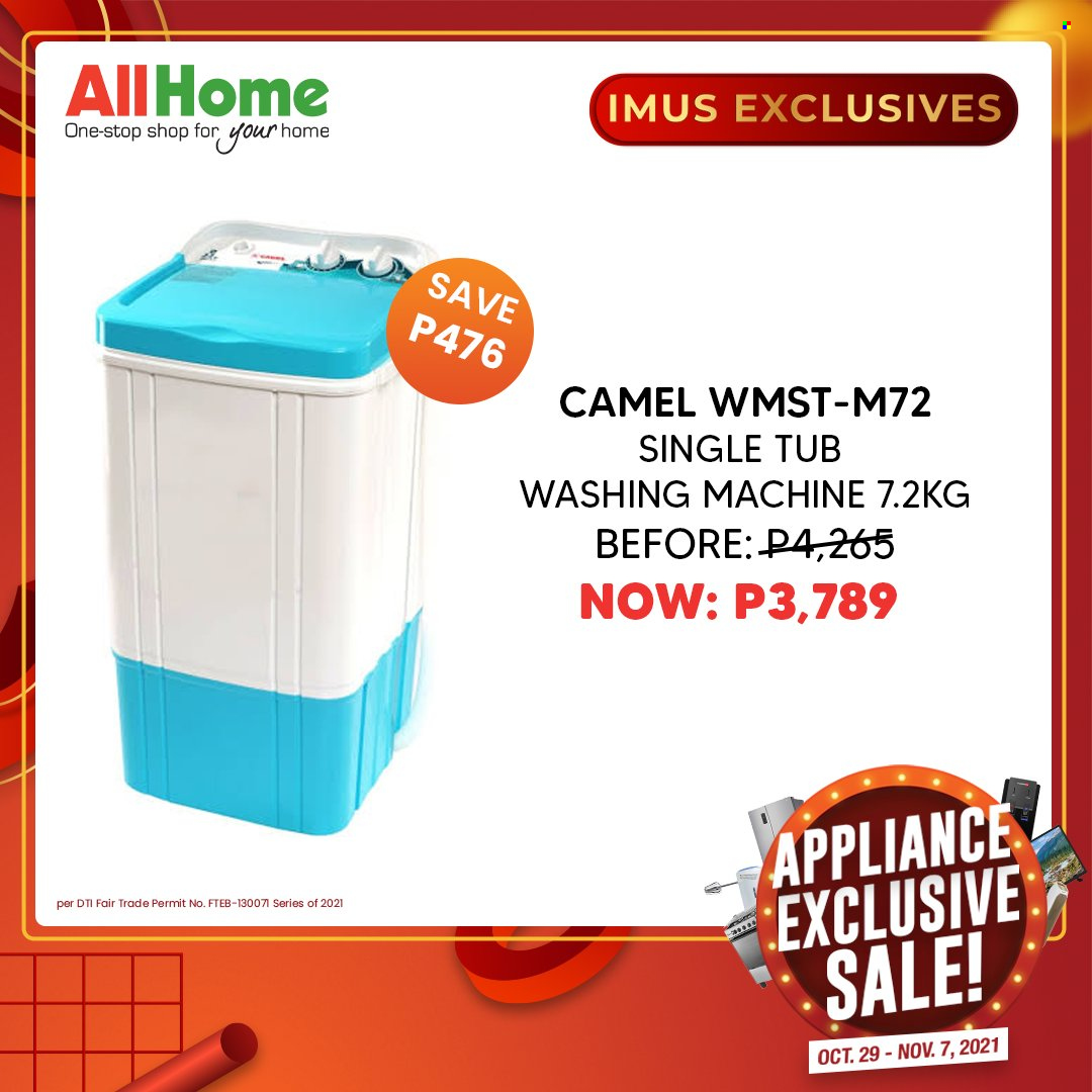 thumbnail - AllHome offer  - 29.10.2021 - 7.11.2021 - Sales products - washing machine. Page 33.