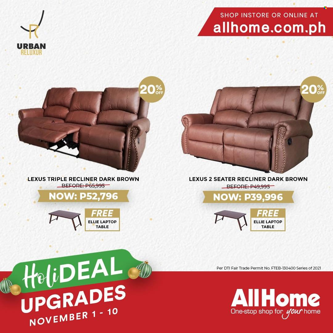 thumbnail - AllHome offer  - 1.11.2021 - 10.11.2021 - Sales products - laptop, table, recliner chair. Page 8.