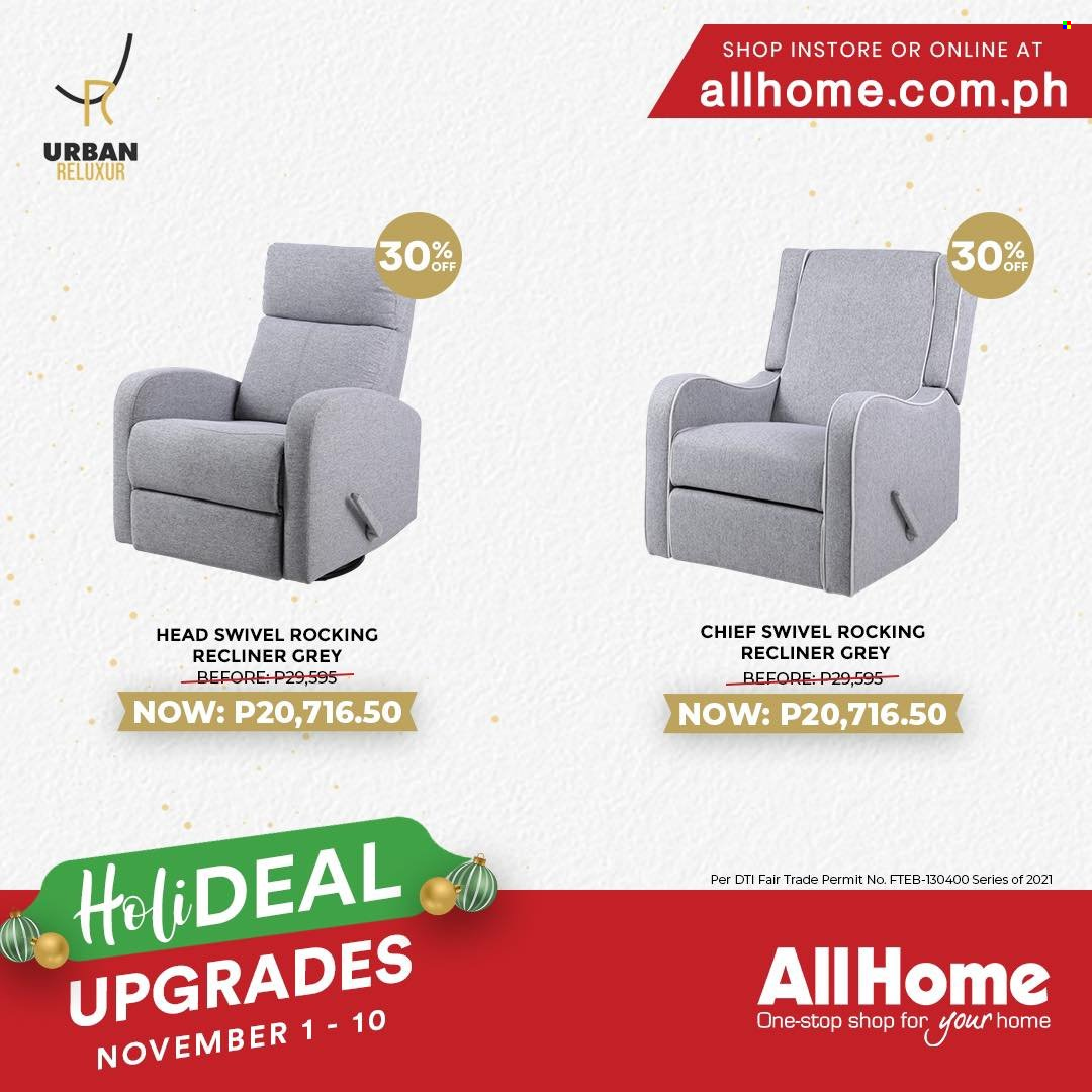 thumbnail - AllHome offer  - 1.11.2021 - 10.11.2021 - Sales products - recliner chair. Page 11.