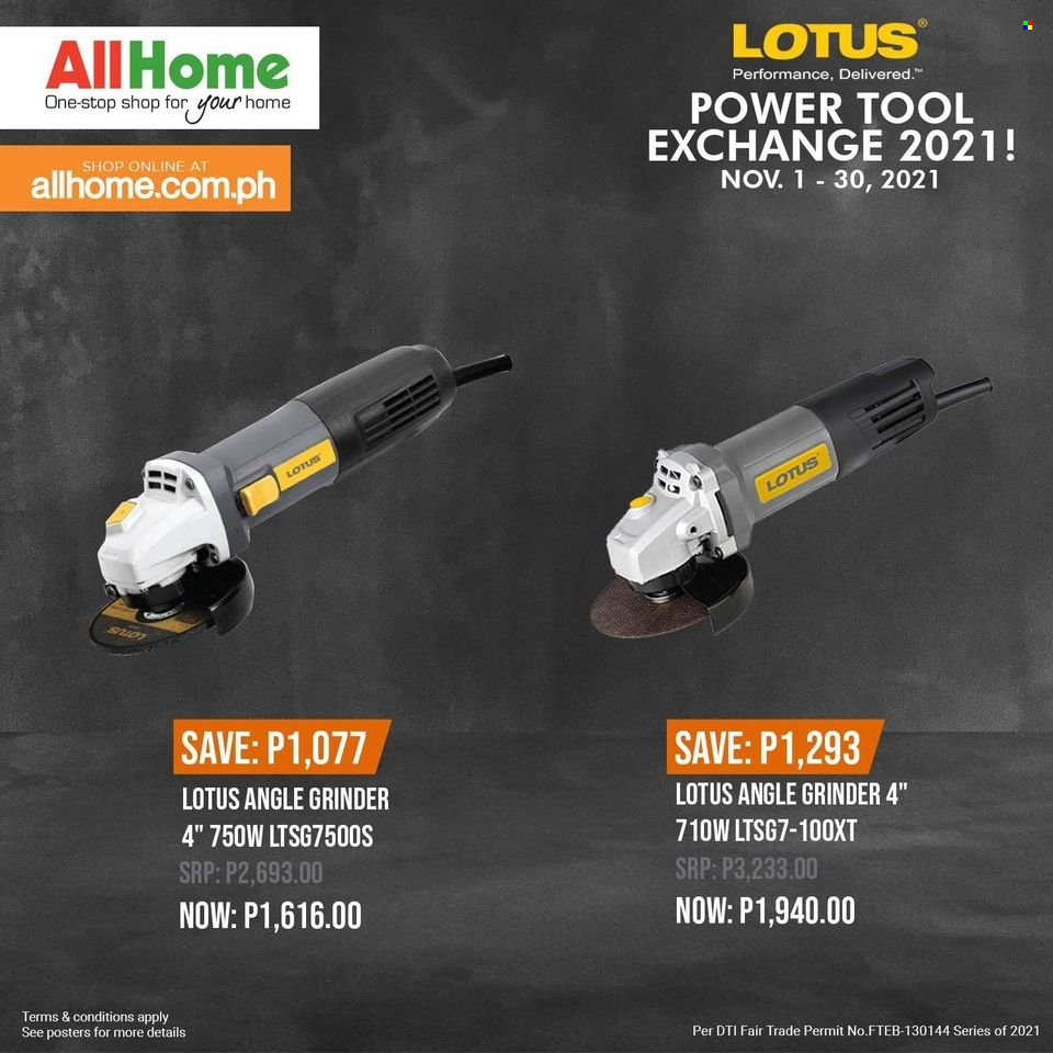thumbnail - AllHome offer  - 1.11.2021 - 30.11.2021 - Sales products - Lotus, grinder, angle grinder. Page 3.