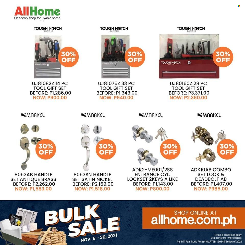 AllHome offer  - 5.11.2021 - 30.11.2021 - Sales products - gift set, lockset. Page 7.