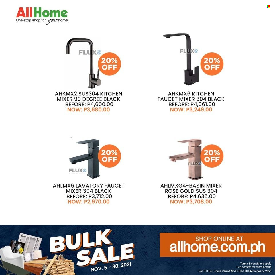 AllHome offer  - 5.11.2021 - 30.11.2021 - Sales products - faucet, basin mixer, kitchen mixer. Page 8.