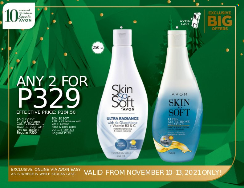 thumbnail - Avon offer  - 10.11.2021 - 13.11.2021 - Sales products - Avon, Skin So Soft, body lotion. Page 3.