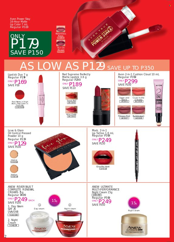 thumbnail - Avon offer  - 20.11.2021 - 30.11.2021 - Sales products - Avon, Anew, day cream, night cream, lip color, lipstick, face powder. Page 2.
