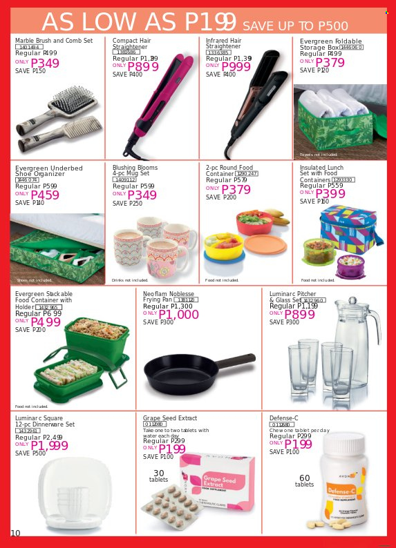 thumbnail - Avon offer  - 20.11.2021 - 30.11.2021 - Sales products - comb, dinnerware set, mug, pitcher, pan, container, straightener. Page 10.