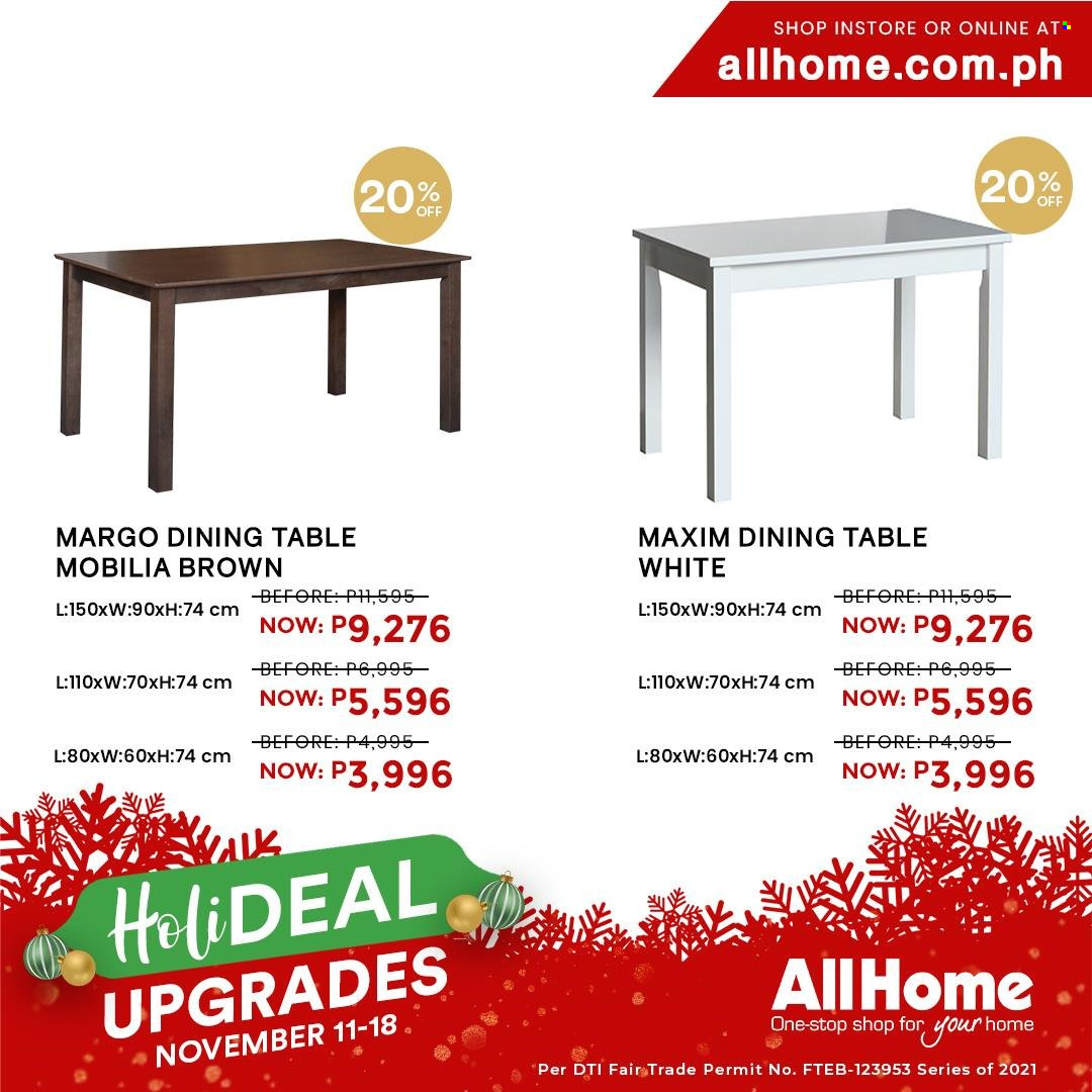 thumbnail - AllHome offer  - 11.11.2021 - 18.11.2021 - Sales products - dining table, table. Page 5.