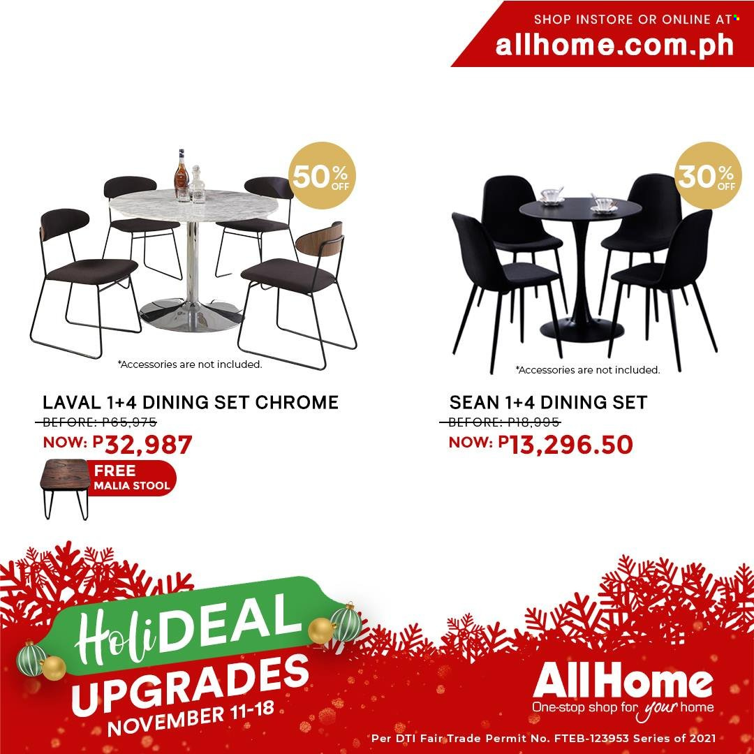 thumbnail - AllHome offer  - 11.11.2021 - 18.11.2021 - Sales products - dining set, stool. Page 10.