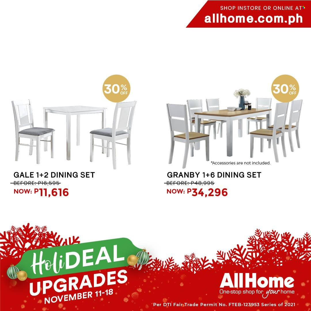 AllHome offer  - 11.11.2021 - 18.11.2021 - Sales products - dining set. Page 11.