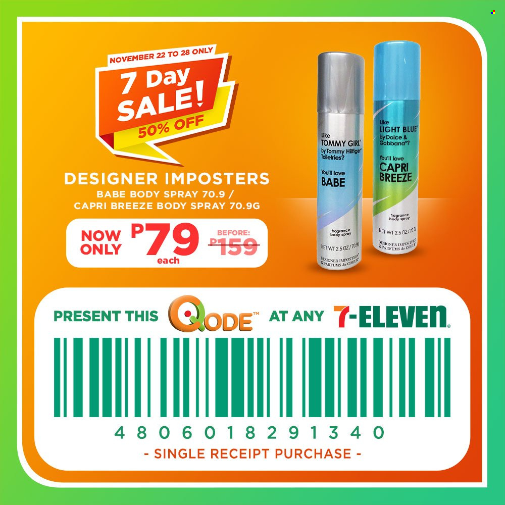 thumbnail - 7 Eleven offer  - 22.11.2021 - 28.11.2021 - Sales products - body spray, Dolce & Gabbana, fragrance. Page 9.