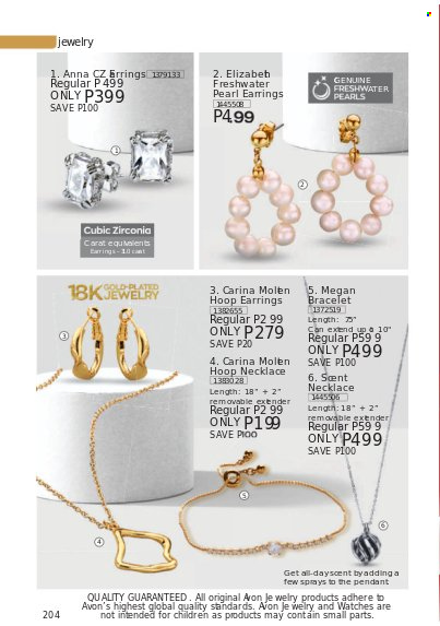 thumbnail - Avon offer  - 1.12.2021 - 31.12.2021 - Sales products - Avon, bracelet, earrings, necklace, watch, pendant, jewelry. Page 202.