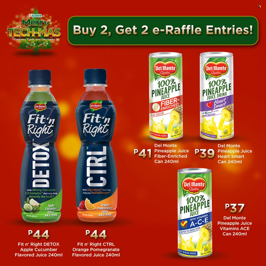thumbnail - 7 Eleven offer  - 17.11.2021 - 25.1.2022 - Sales products - pineapple, oranges, Ace, pineapple juice, juice, pomegranate. Page 22.