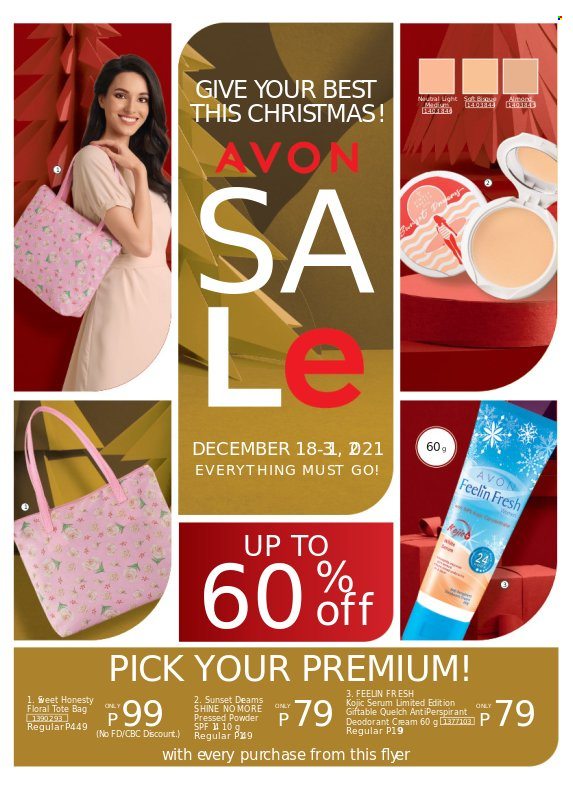 thumbnail - Avon offer  - 18.12.2021 - 31.12.2021 - Sales products - Avon, serum, anti-perspirant, deodorant, bag, face powder, tote, tote bag, Go!. Page 1.