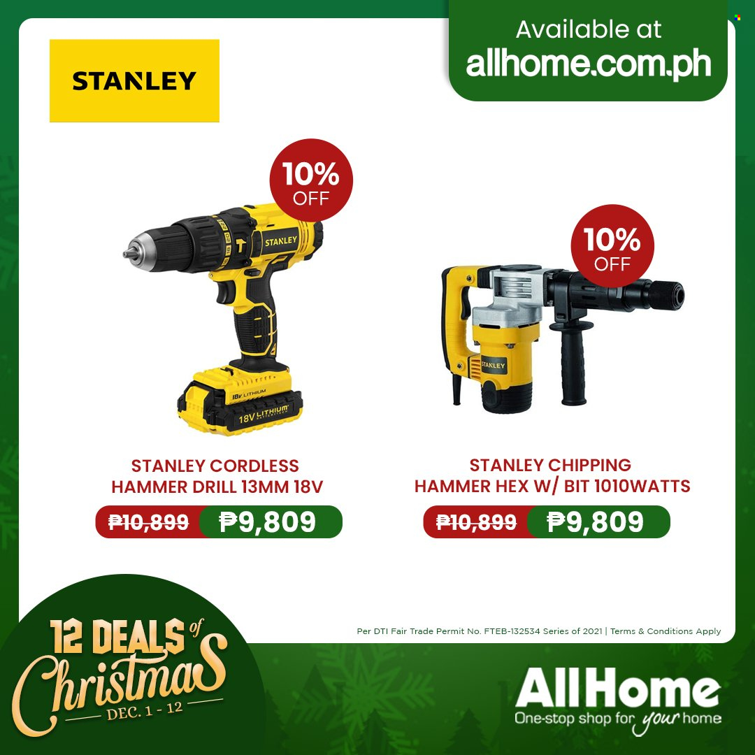 thumbnail - AllHome offer  - 1.12.2021 - 12.12.2021 - Sales products - Stanley, drill. Page 15.