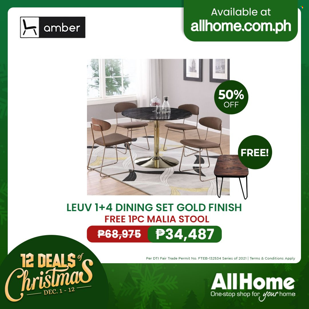 AllHome offer  - 1.12.2021 - 12.12.2021 - Sales products - dining set, stool. Page 29.
