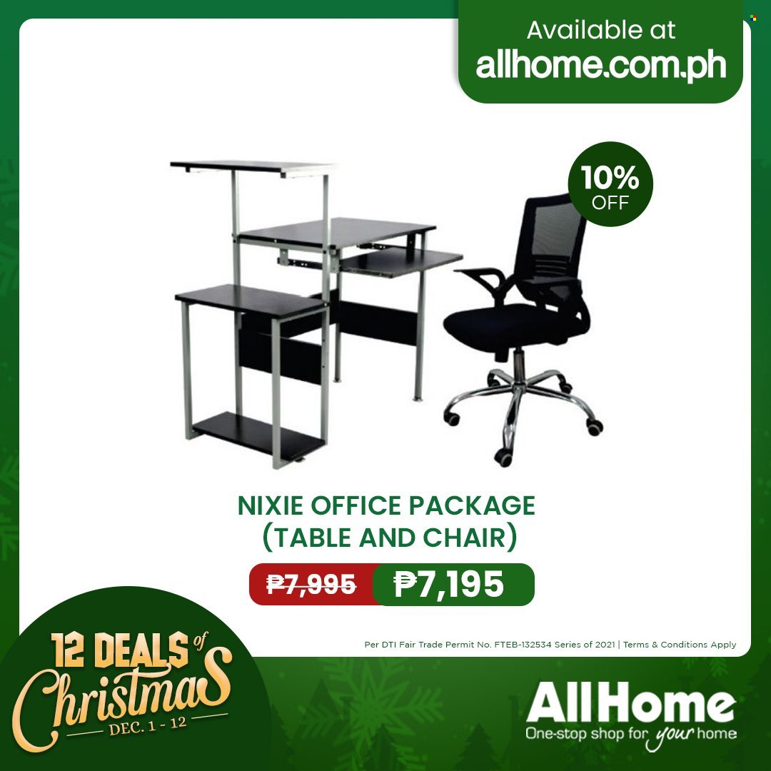 AllHome offer  - 1.12.2021 - 12.12.2021 - Sales products - table, chair. Page 34.