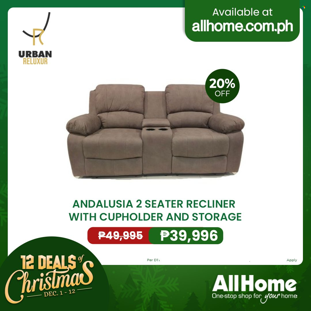 AllHome offer  - 1.12.2021 - 12.12.2021 - Sales products - recliner chair. Page 37.