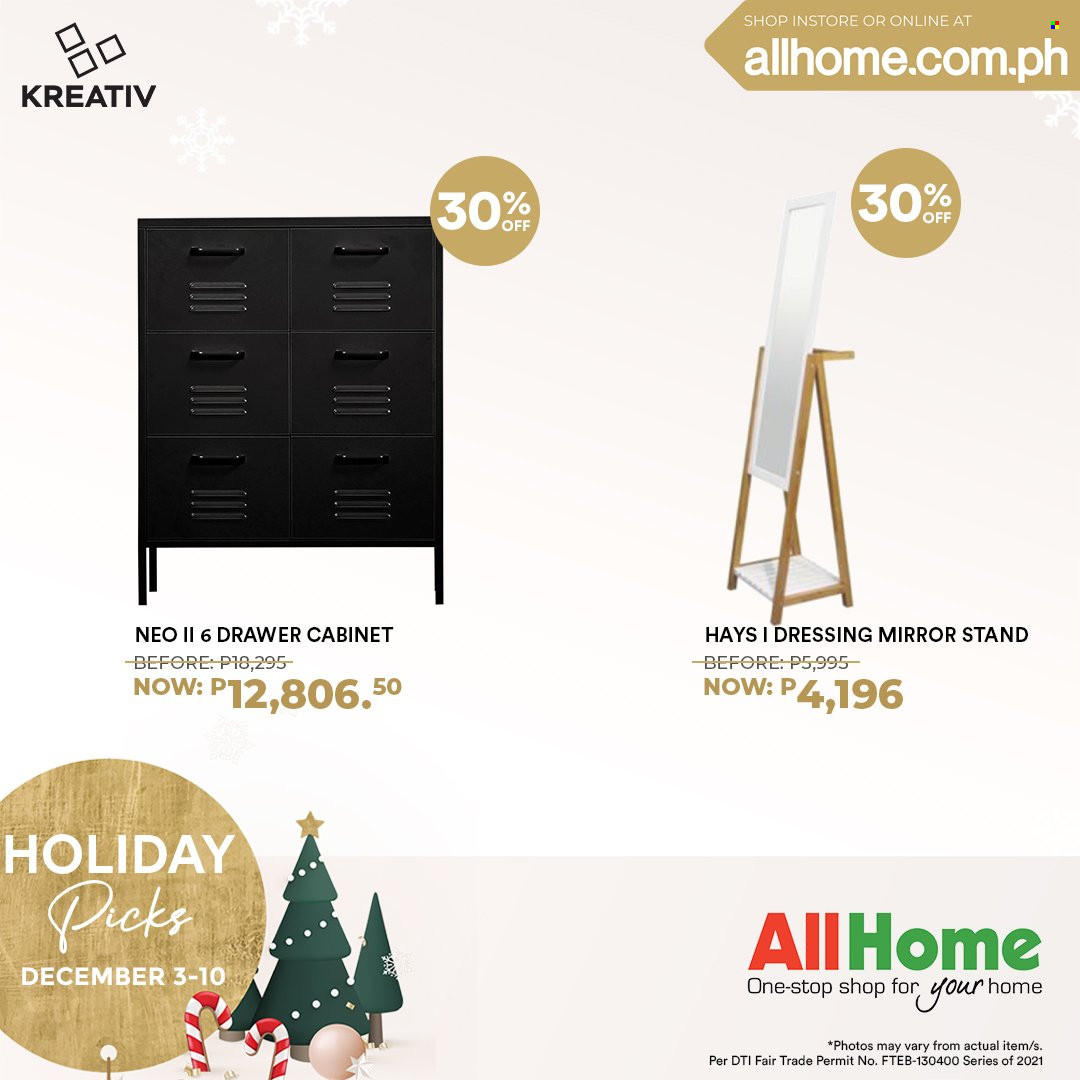 AllHome offer  - 3.12.2021 - 10.12.2021 - Sales products - cabinet, drawer cabinet, mirror. Page 10.
