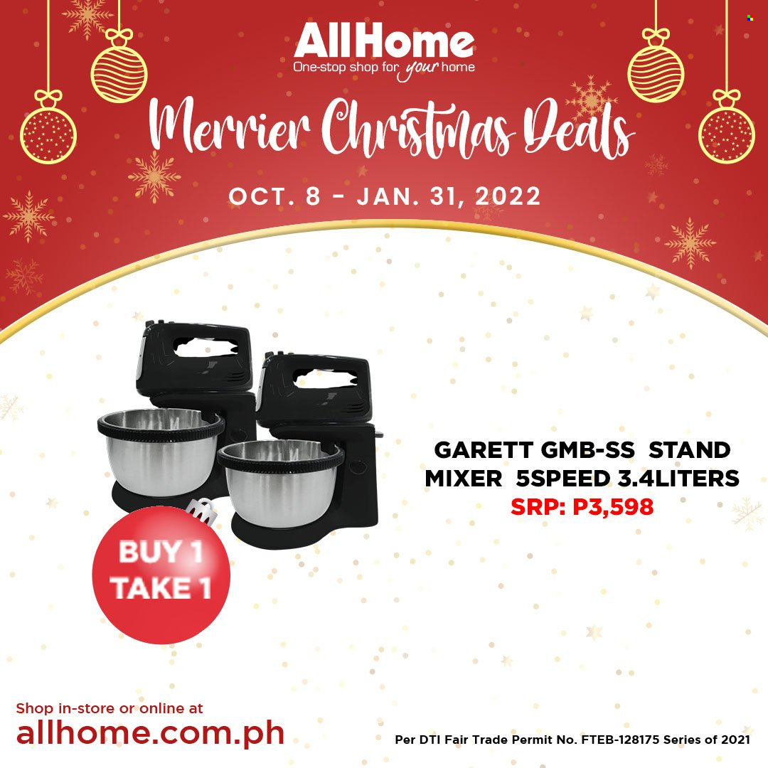 thumbnail - AllHome offer  - 8.10.2021 - 21.1.2022 - Sales products - mixer, stand mixer. Page 3.