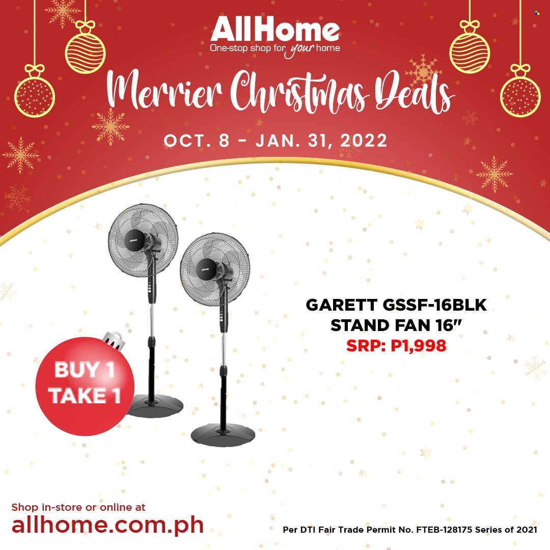 AllHome offer  - 8.10.2021 - 21.1.2022 - Sales products - stand fan. Page 9.
