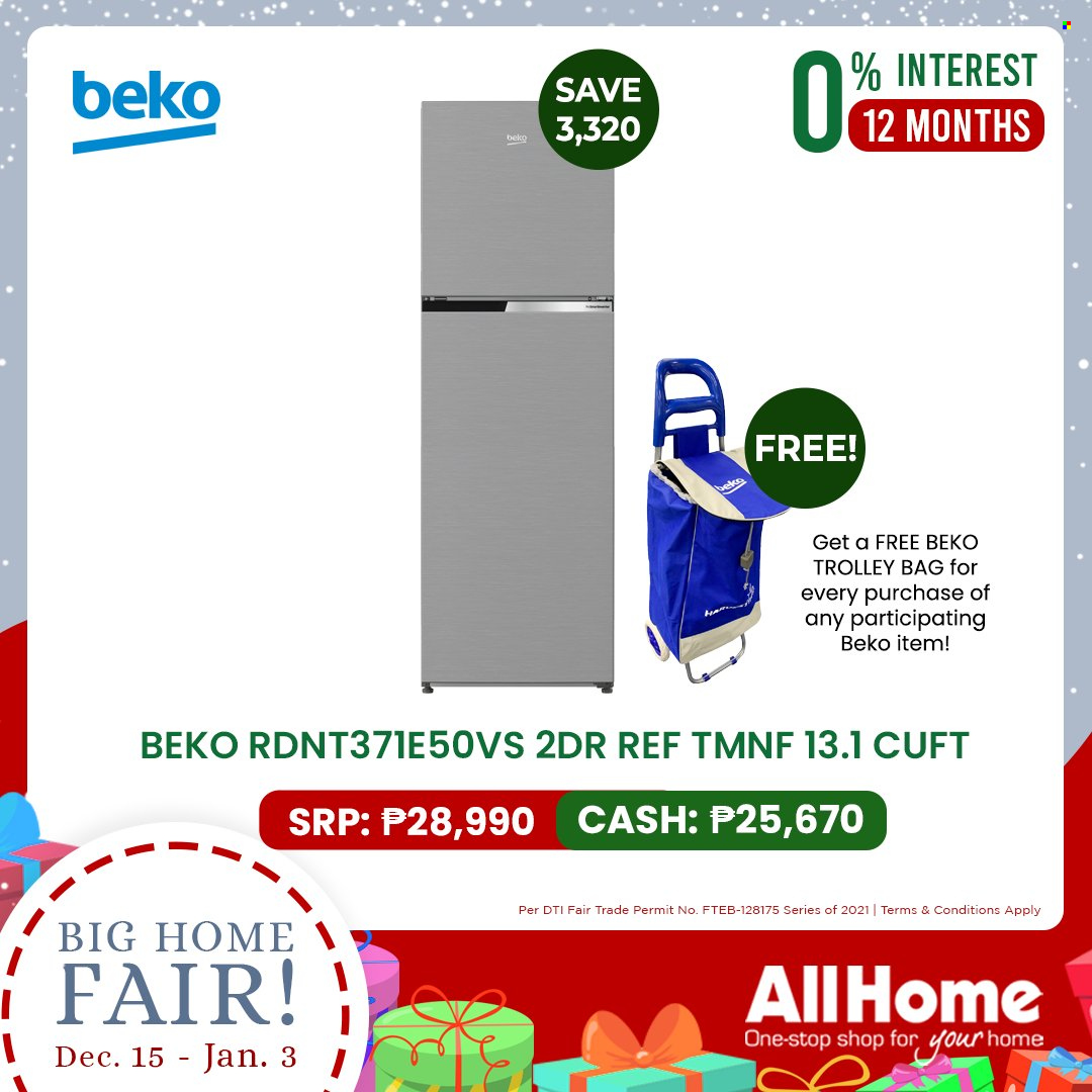 thumbnail - AllHome offer  - 15.12.2021 - 3.1.2022 - Sales products - Beko, bag, trolley bag. Page 3.