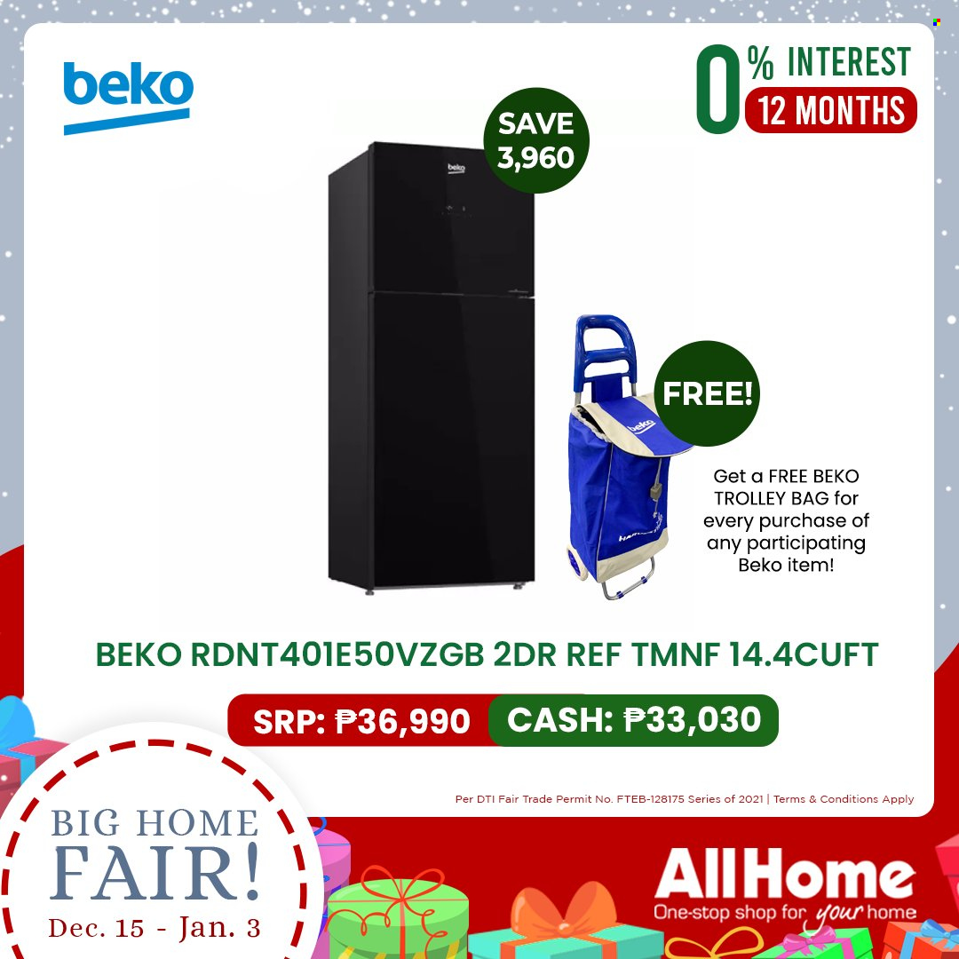 thumbnail - AllHome offer  - 15.12.2021 - 3.1.2022 - Sales products - Beko, bag, trolley bag. Page 8.