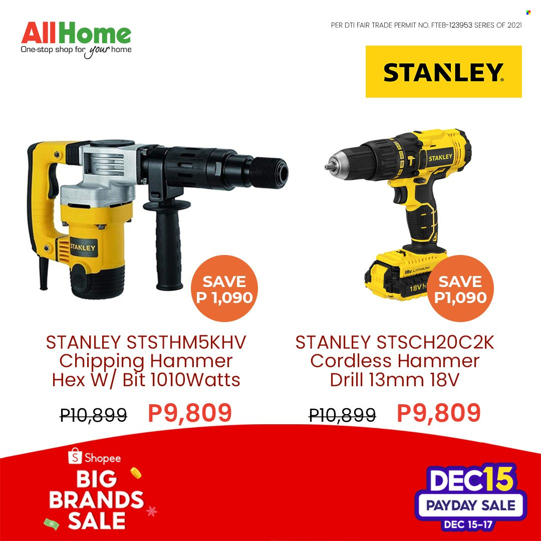 thumbnail - AllHome offer  - 15.12.2021 - 17.12.2021 - Sales products - Stanley, drill. Page 14.