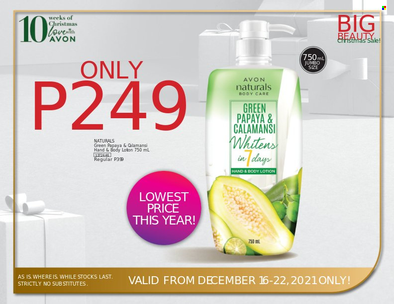 thumbnail - Avon offer  - 16.12.2021 - 22.12.2021 - Sales products - Avon, body lotion. Page 3.