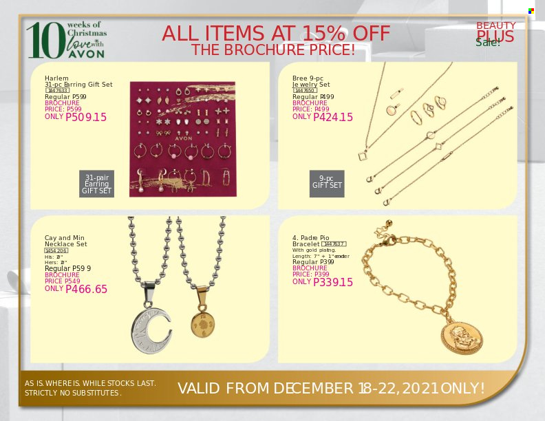 thumbnail - Avon offer  - 18.12.2021 - 22.12.2021 - Sales products - Avon, gift set, bracelet, earrings, necklace. Page 4.