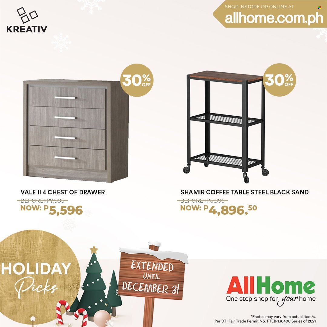 thumbnail - AllHome offer  - 18.12.2021 - 31.12.2021 - Sales products - table, coffee table. Page 3.