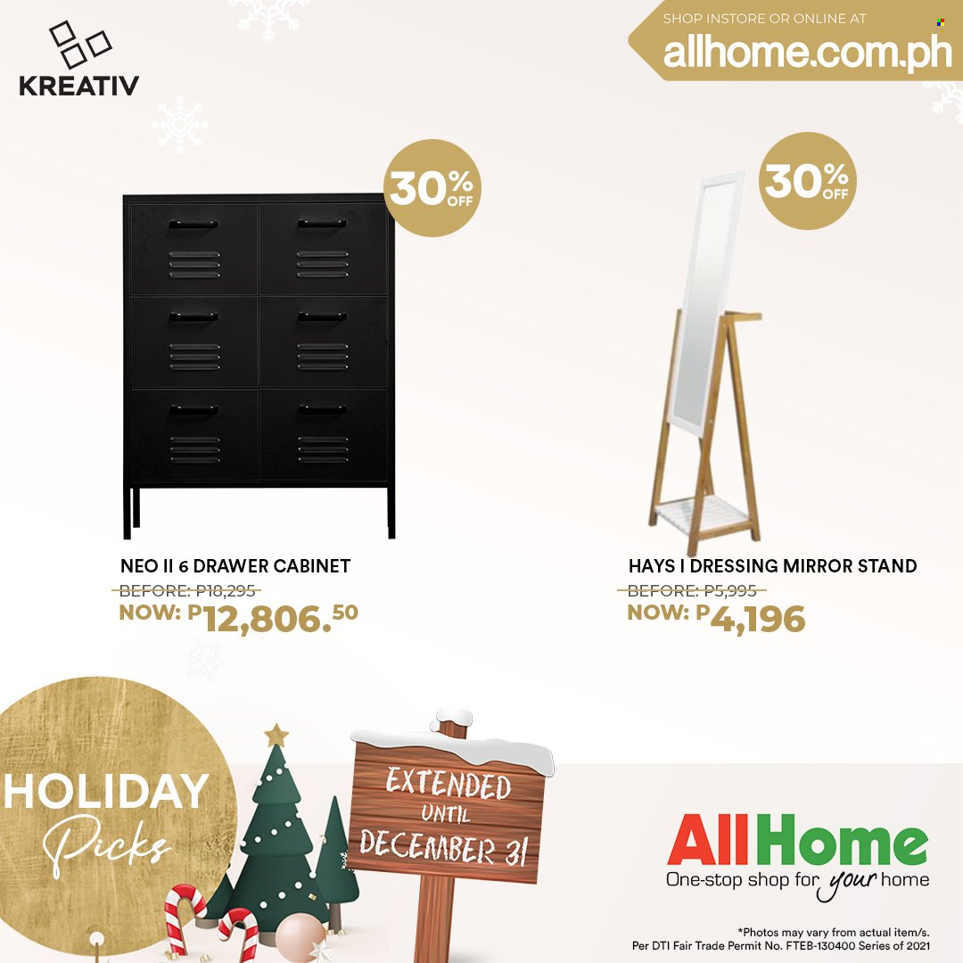 AllHome offer  - 18.12.2021 - 31.12.2021 - Sales products - cabinet, drawer cabinet, mirror. Page 10.