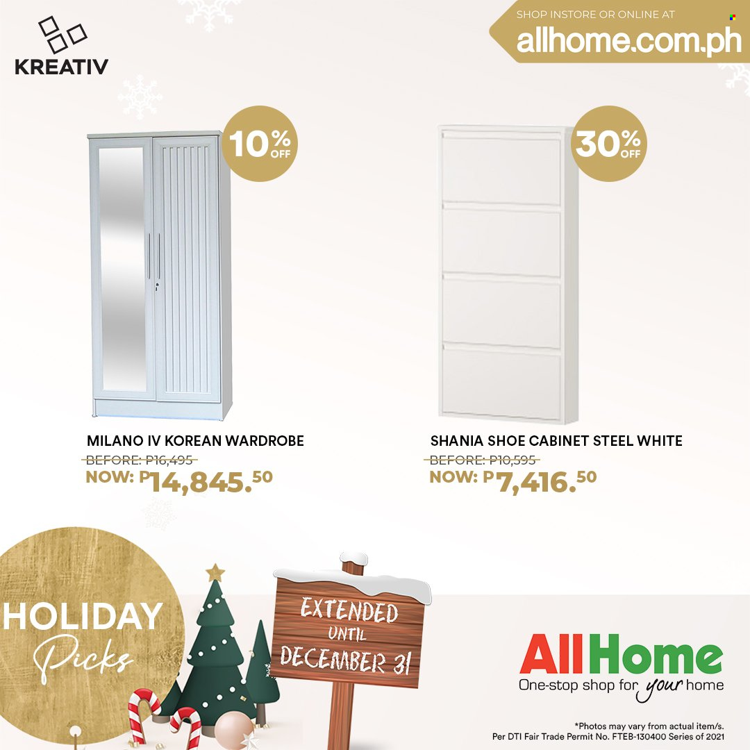 thumbnail - AllHome offer  - 18.12.2021 - 31.12.2021 - Sales products - cabinet, wardrobe, shoe cabinet. Page 12.