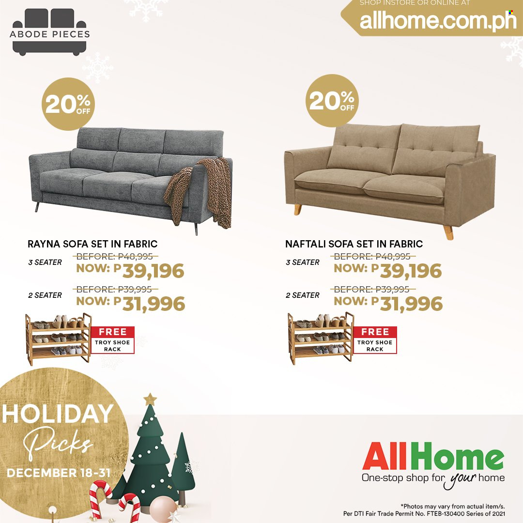 thumbnail - AllHome offer  - 18.12.2021 - 31.12.2021 - Sales products - sofa, shoe rack. Page 15.