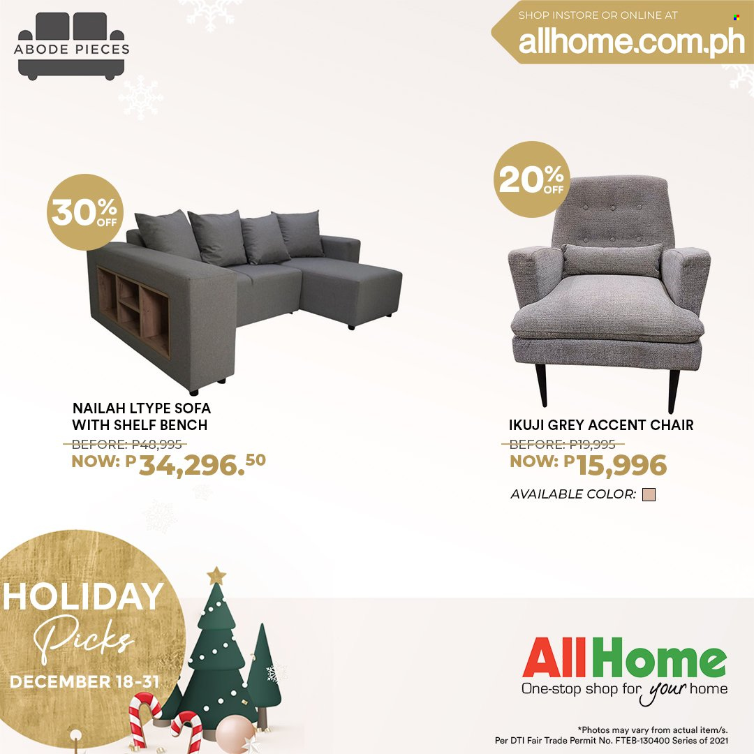 thumbnail - AllHome offer  - 18.12.2021 - 31.12.2021 - Sales products - chair, bench, accent chair, sofa. Page 22.