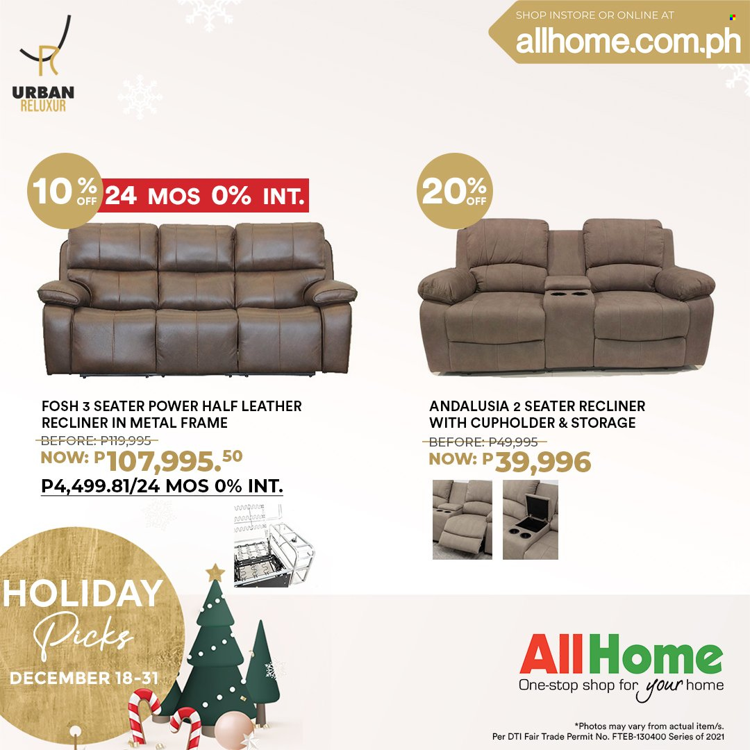 AllHome offer  - 18.12.2021 - 31.12.2021 - Sales products - recliner chair, metal frame. Page 23.
