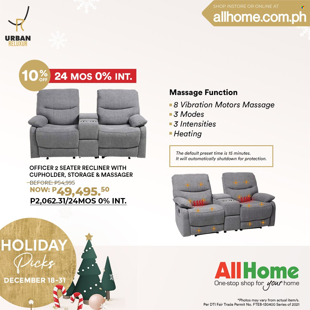 AllHome offer  - 18.12.2021 - 31.12.2021 - Sales products - massager, recliner chair. Page 26.