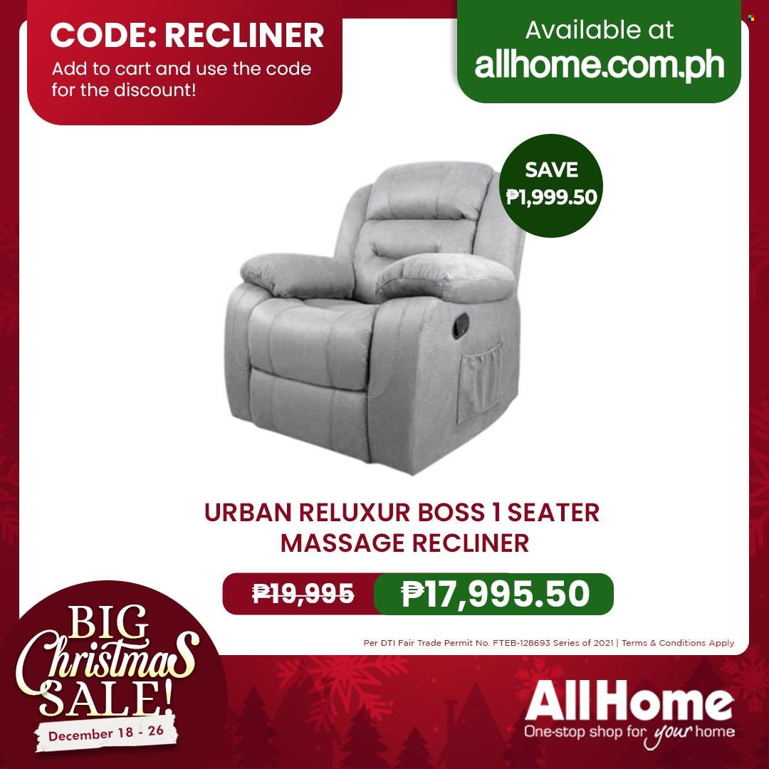 AllHome offer  - 18.12.2021 - 26.12.2021 - Sales products - recliner chair, cart. Page 4.