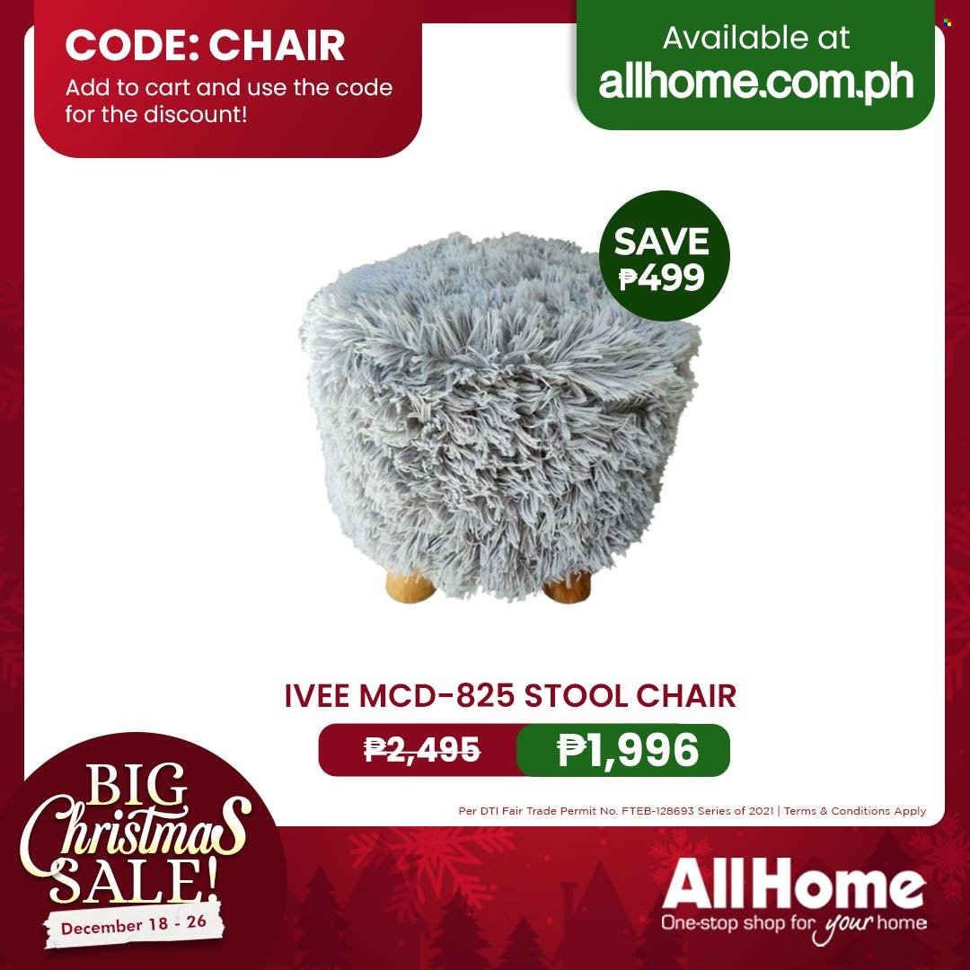 AllHome offer  - 18.12.2021 - 26.12.2021 - Sales products - stool, chair, cart. Page 7.